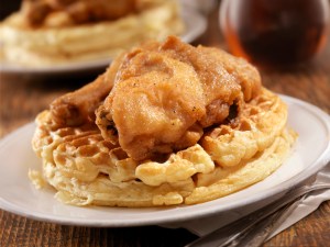 fried chicken and waffles on a plate