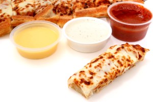 Pizza with dipping sauces