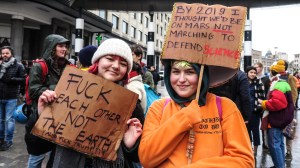 Protesters at a Youth 4 Climate Strike in Brussels