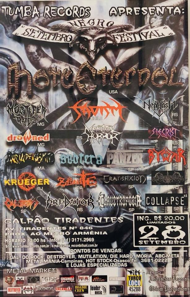 Cartaz da primeira edição do Setembro Negro Fest com o Hate Eternal de headliner.