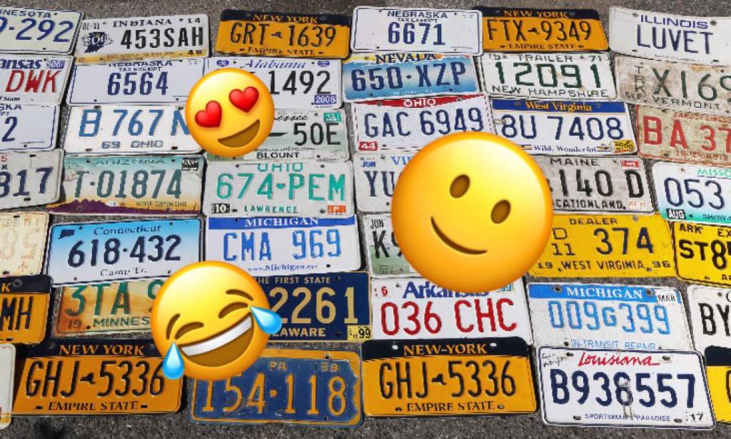 Number plate with emojis