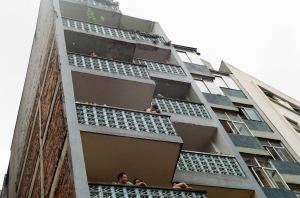 People watching Carnaval from their apartments in São Paulo Brazil