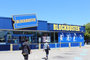 People outside the last Blockbuster in Australia at Morley, Western Australia