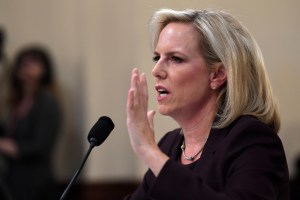 The U.S. government doesn’t put migrant children in cages, Homeland Security Secretary Kirstjen Nielsen told Congress — at least not ones with a top, a bottom, and walls.