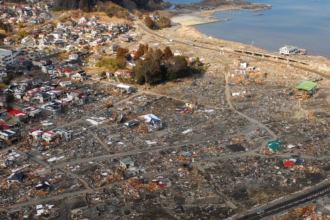 Aerial view of Japan after 2011 tsunami