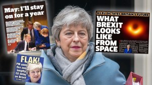 Theresa May black hole newspaper front pages