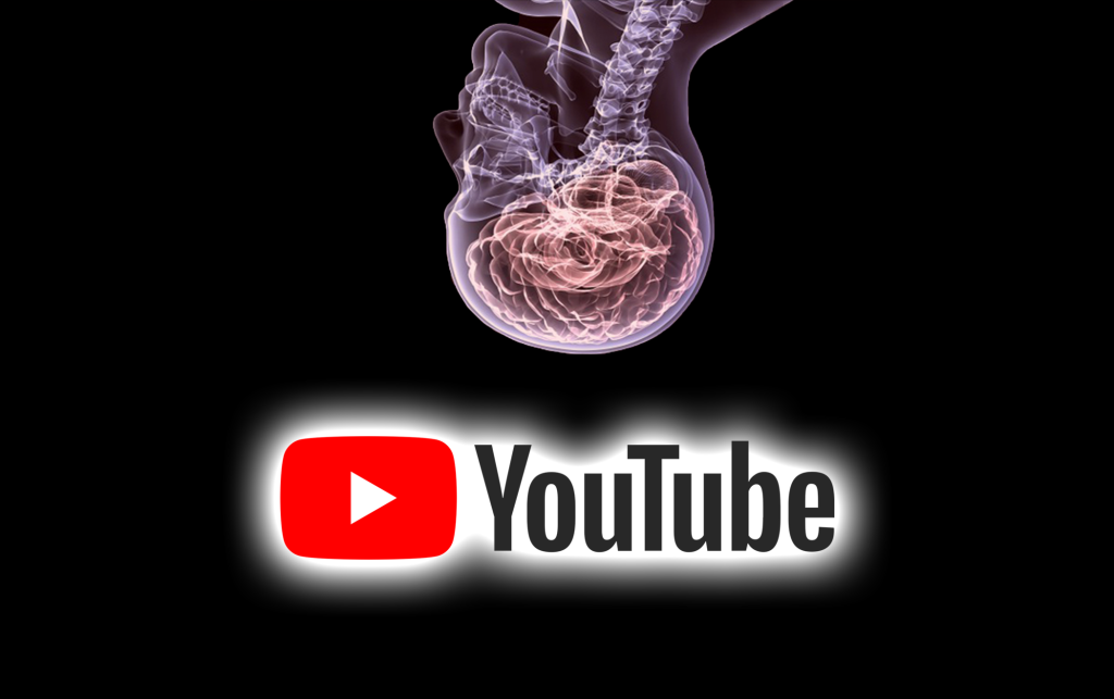 A scan of a brain with the YouTube logo underneath.