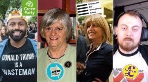 EU election candidates, from left to right: Magid Magid, Anne Widdecombe, Rachel Johnson, Count Dankula