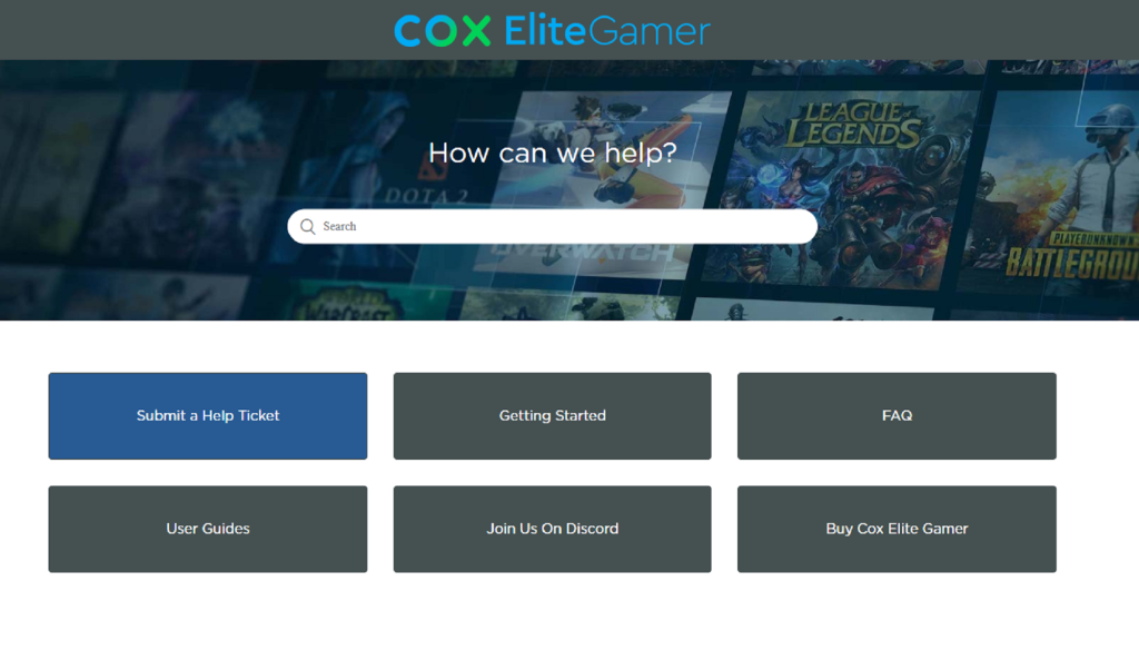 COX Elite Gamer website