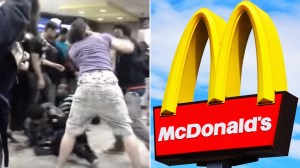 An image of a brawl at the Rideau McDonald's.