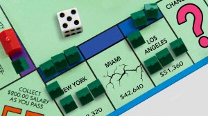 An image of a Monopoly board with one square replaced with "Miami."