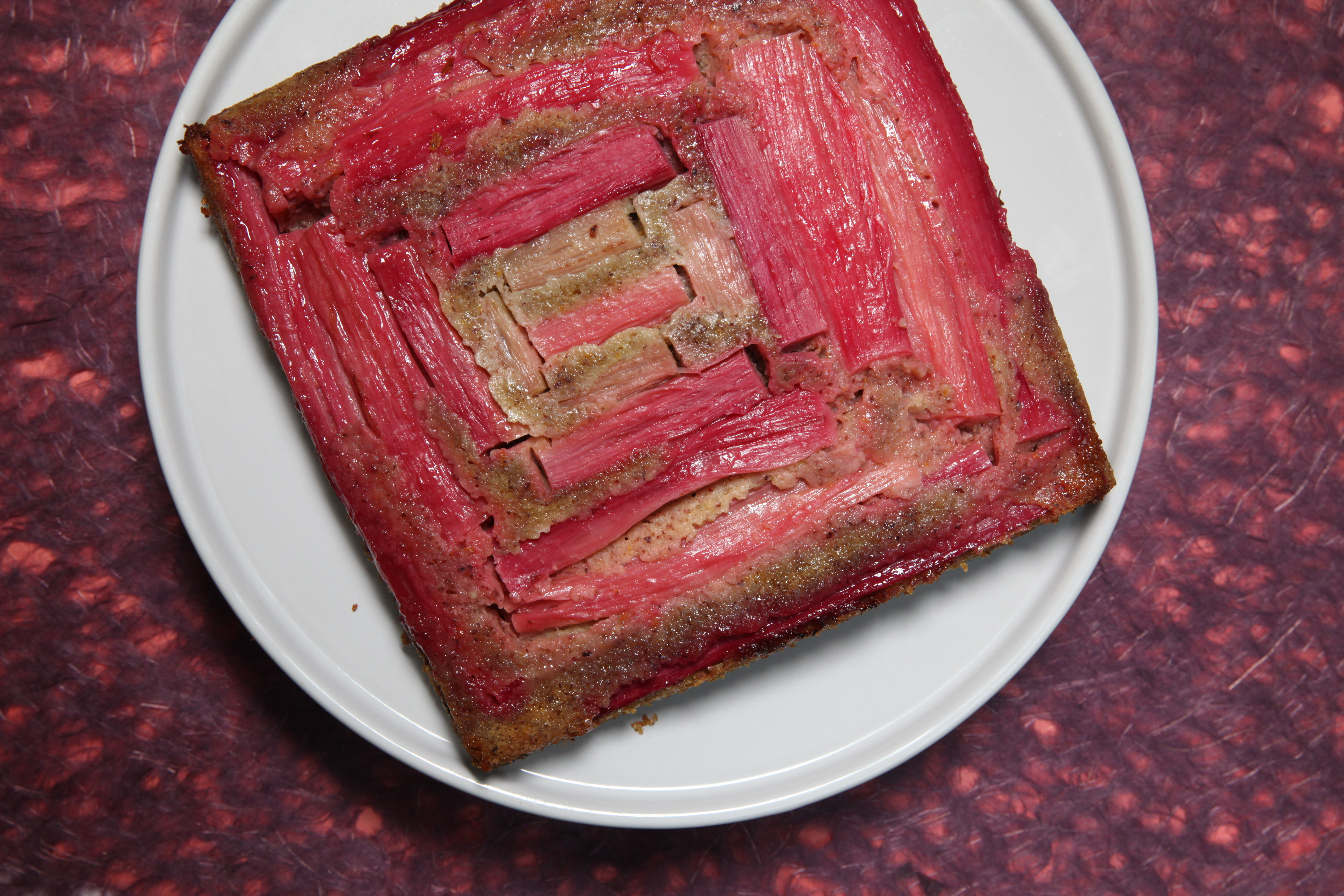 rhubarb upside-down cake made by janine booth