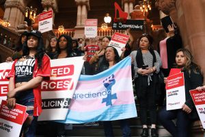 Current and former sex workers rallied in New York's Capitol in support of legislation to decriminalize sex work