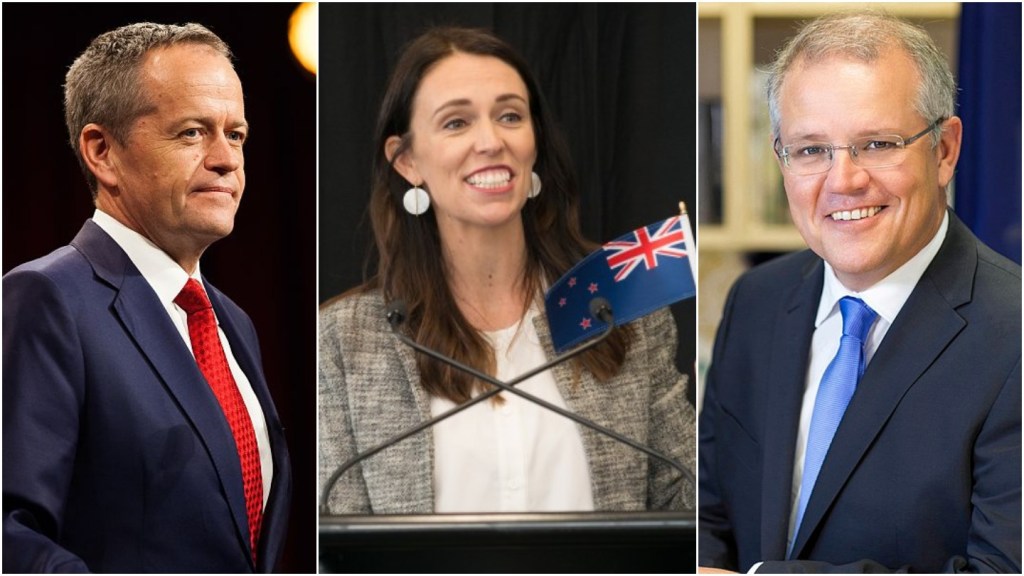 Bill Shorten, New Zealand prime minister Jacinda Ardern, and Australian prime minister Scott Morrison