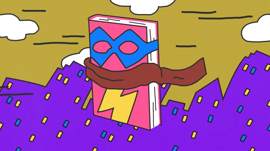 A book version of Kamala Khan flies through the air