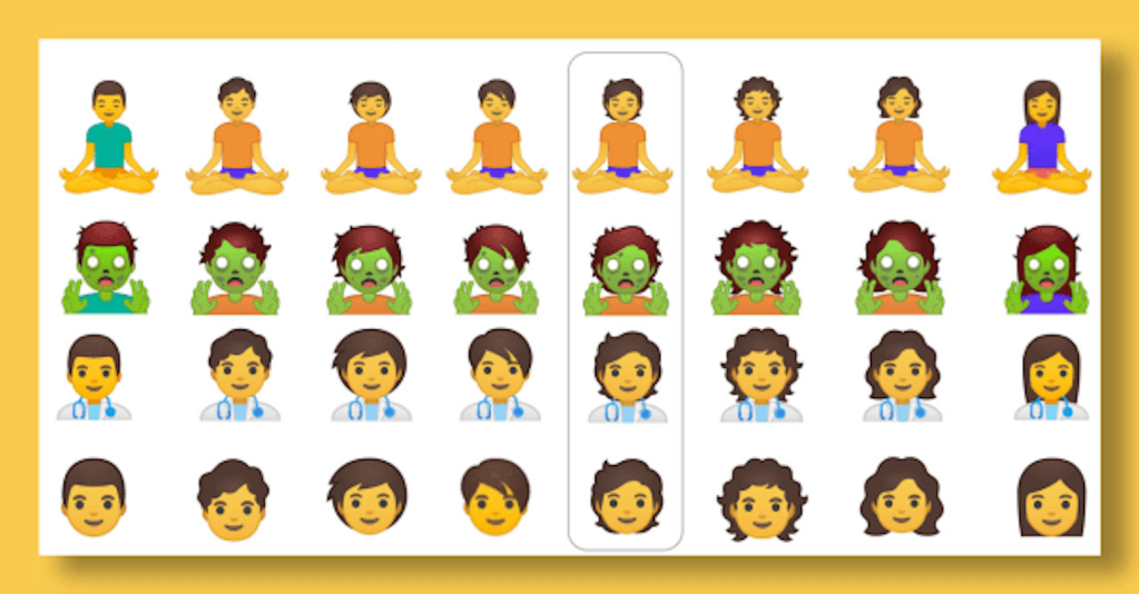 emojis de Google con fluidez de género