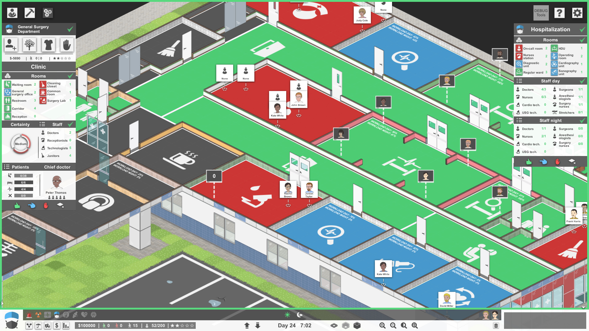 A layout screen in Project Hospital