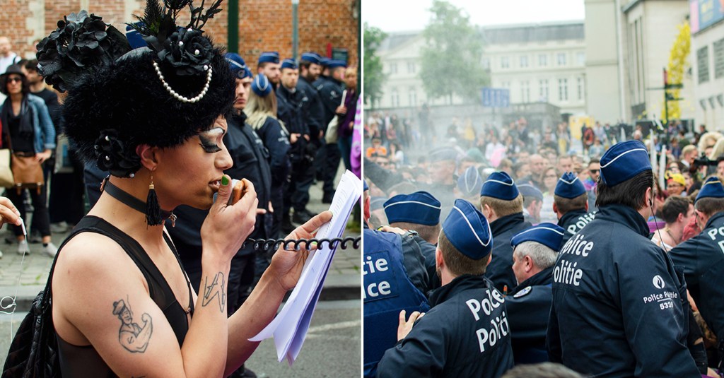 Avec le collectif anti-pinkwashing victime de violences policières lors de la Belgian Pride