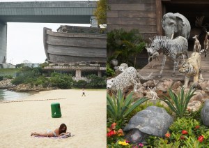 Foto von Noah's Ark in Hongkong mit einer Frau am Strand