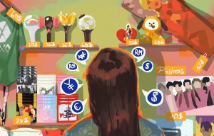 K-pop fans spending money illustration