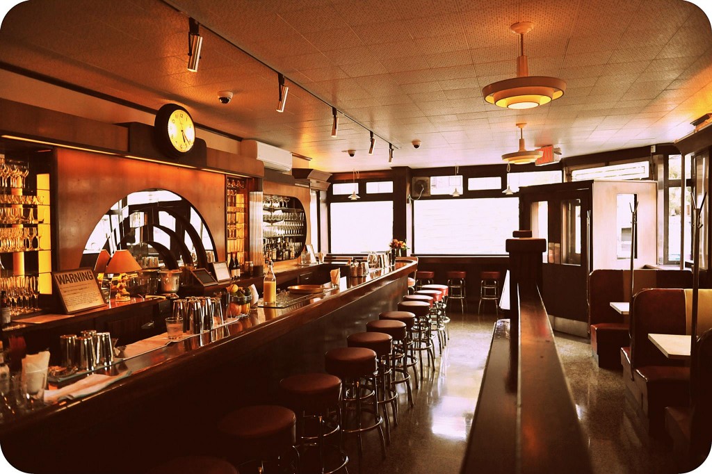 bar counter and booths at the long island bar in brooklyn