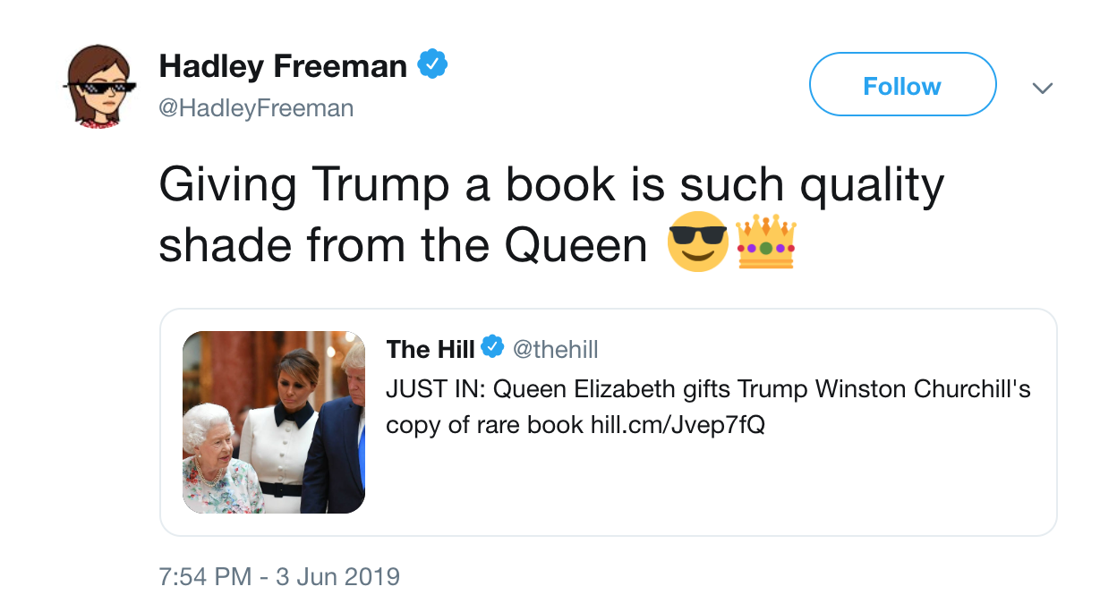 Hadley Freeman Tweet Donald Trump The Queen Book