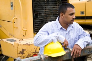 A stock photo of a young construction worker.