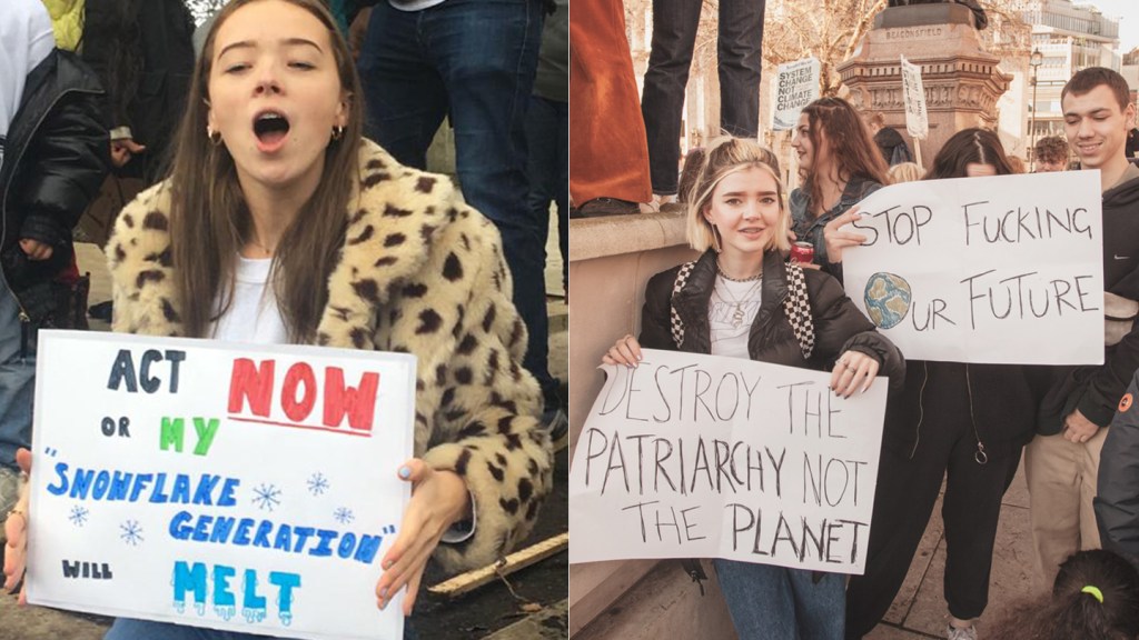 Students at climate protest in London