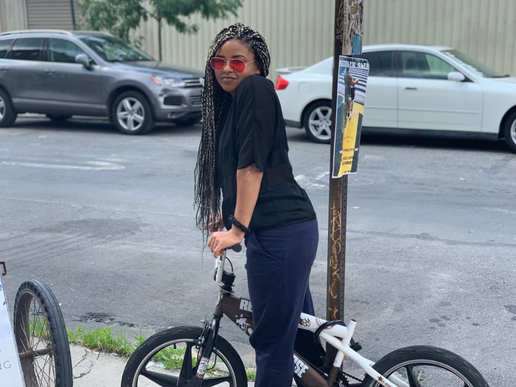 tiana reid on a bike in new york city