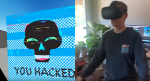 A security researchers demos a VR hack.