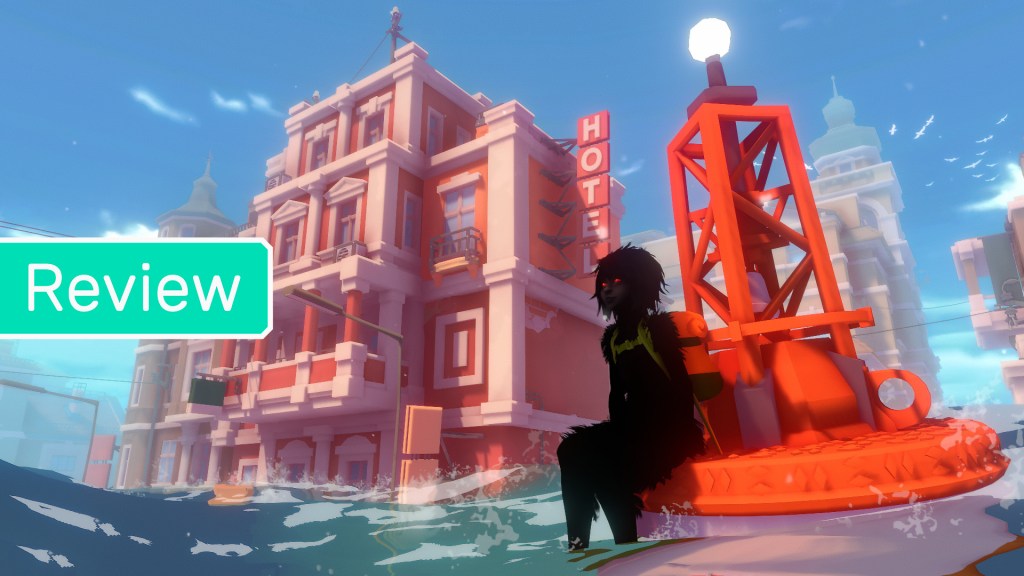 The main character of 'Sea of Solitude,' Kay, sitting on a buoy