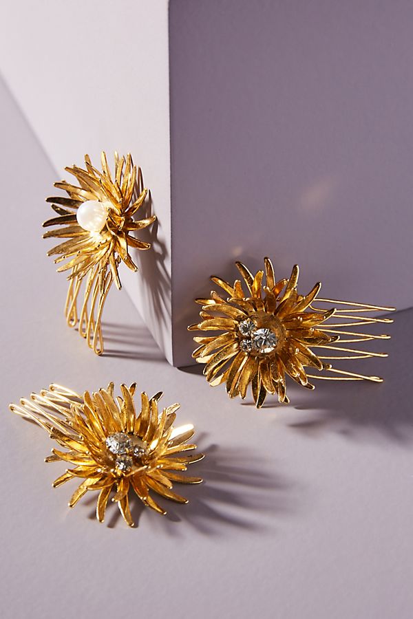 gold flower comb