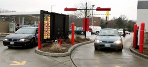 cars in drive thru fast food mcdonald's