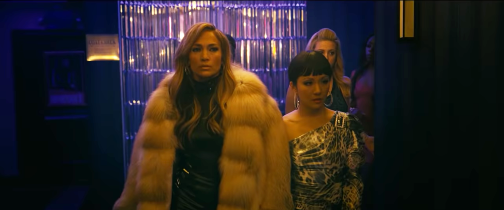 screenshot of hustlers trailer starring jennifer lopez and constance wu