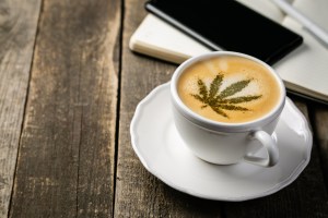 weed leaf on latte