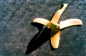 banana peel on the ground