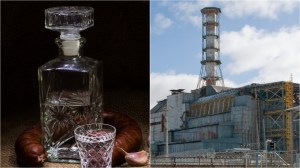 Fles wodka, reactor in Tsjernobyl