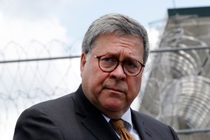 Attorney General William Barr speaks to reporters after touring the Edgefield Federal Correctional Institution Monday, July 8, 2019.