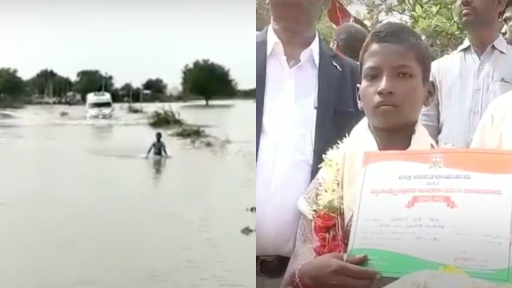 12 year old boy in Karnataka risks life to guide ambulance through floods