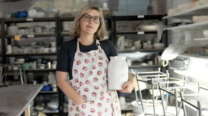 Ceramicist Elza Jaszczuk in her pottery studio