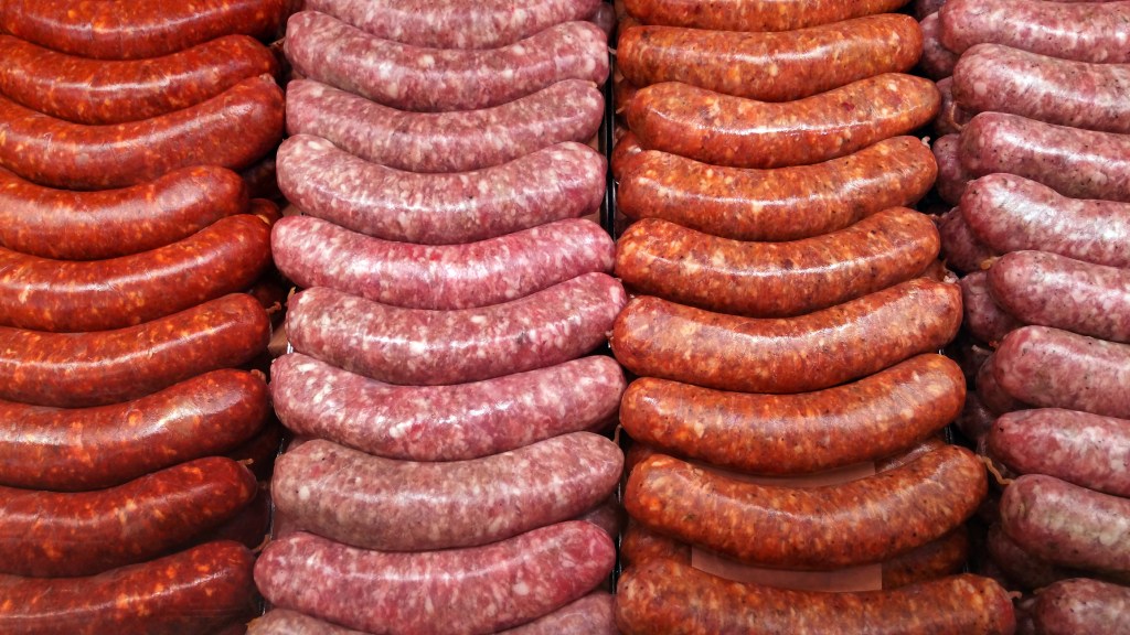 several kinds of sausages