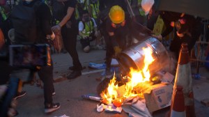 hong komg protest fire