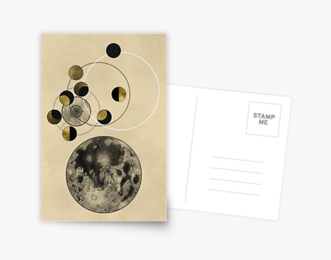 Moon phase postcard