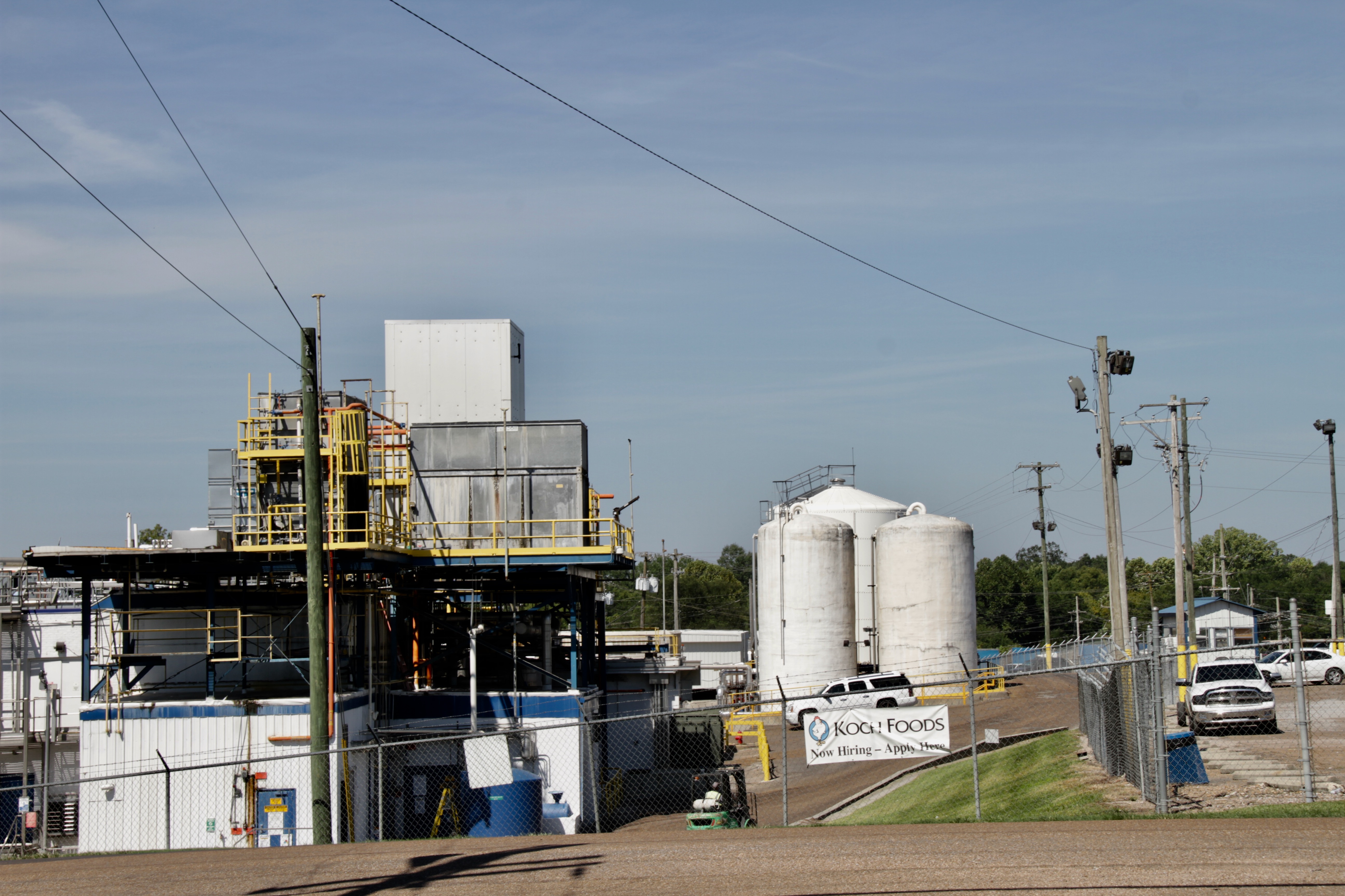 A chicken plant as seen from the road.