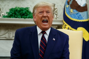 President Donald Trump speaks during a meeting with Finnish President Sauli Niinisto in the Oval Office of the White House, Wednesday, Oct. 2, 2019, in Washington.