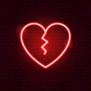 Neon broken heart sign