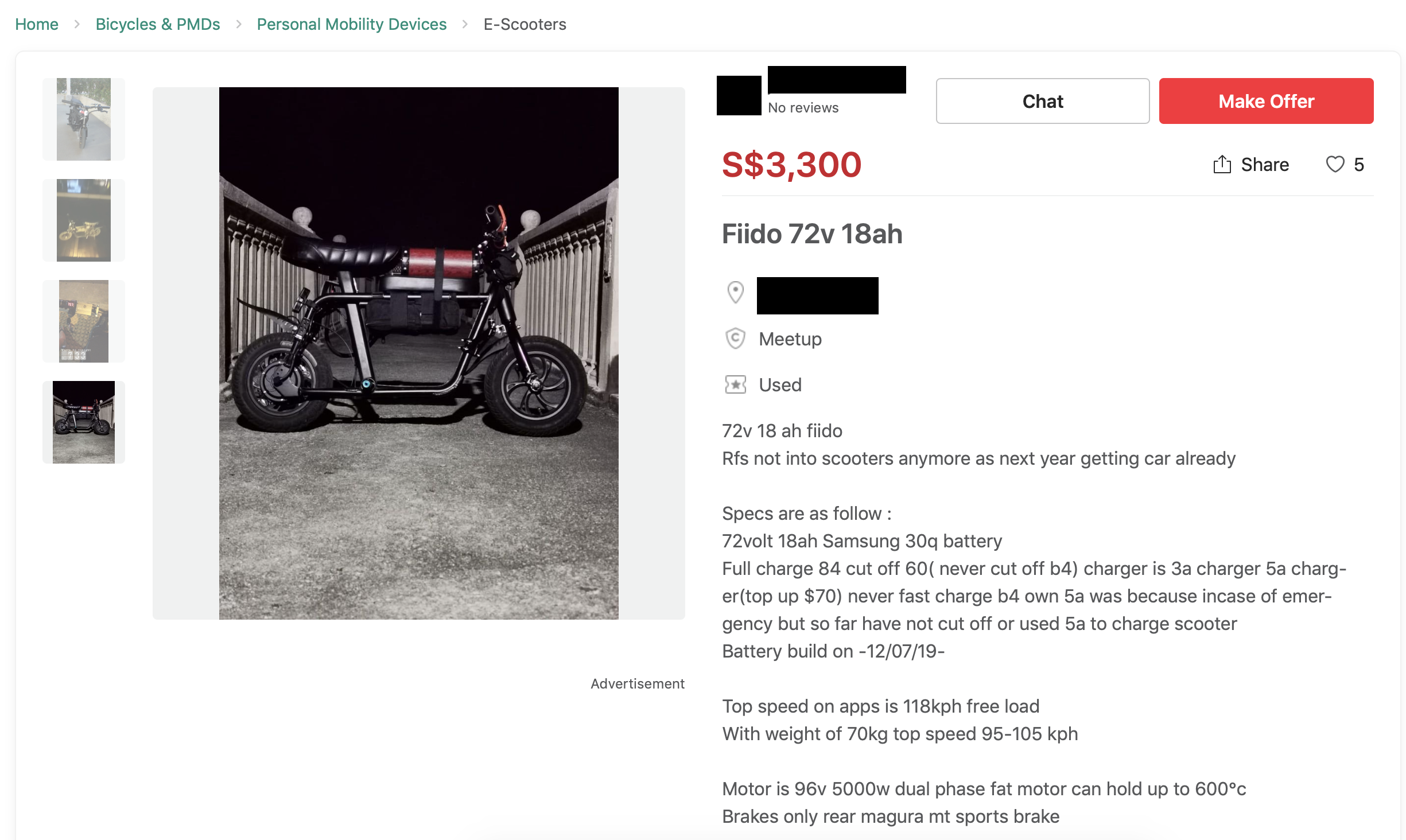 e-scooter listing