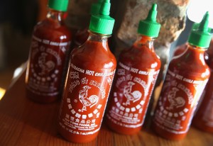 bottles of sriracha