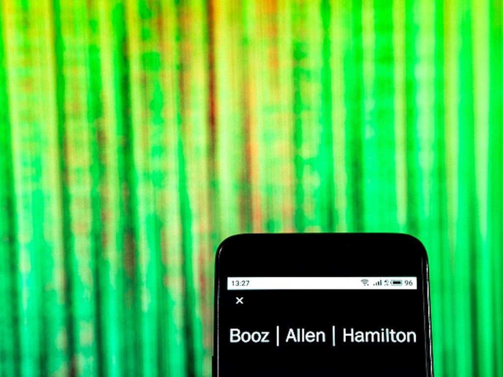 booz allen hamilton logo on phone screen