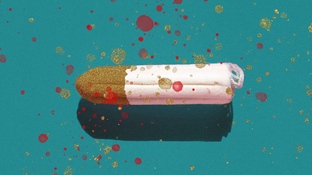 Tamponsteuer wird abgeschafft, Menstruation ist kein Luxus mehr: Ein in goldene Farbe getauchtes Tampon